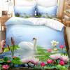 Комплект постельного белья Swan Rose Queen, комплект постельного белья с цифровой печатью, комплект постельного белья King Size, комплект постельного белья