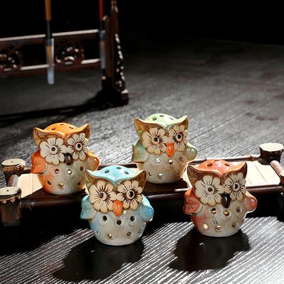 Artistic Cutout Owl Ceramic Aroma Burner | Premium Thermal-Resistant Incense Candle Holder | Home Decorative Ornament Craft