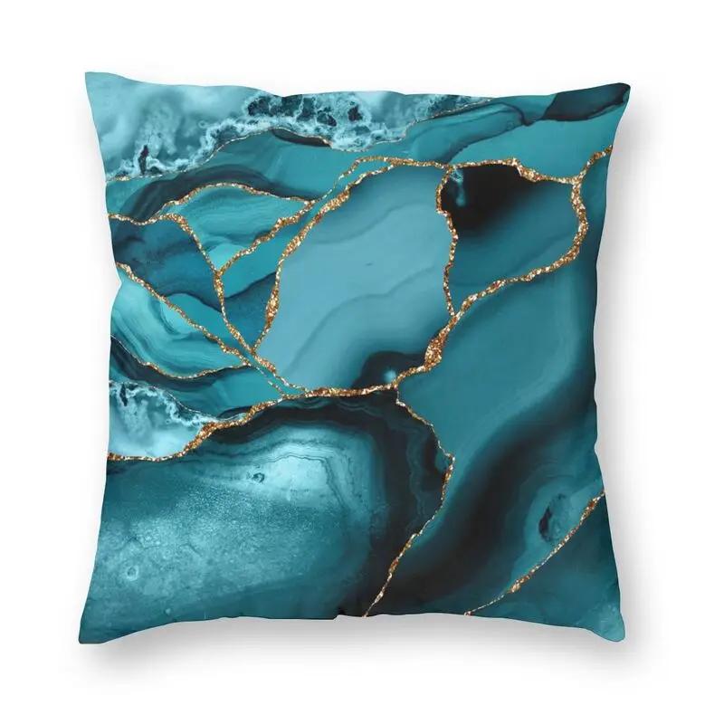 

Home Decor Pillowcase Abstract Marble Pattern Cushion Cover Turquoise Aqua Blue Swirl Car Fashion 45x45cm 12x12Inch