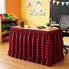 Ruffled Edge Gingham Table Skirt Hook and Loop Plaid Ruffled Table Skirt  Wedding