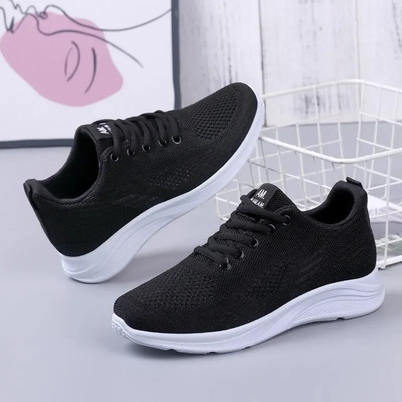 

Spring Women Mesh Sport Light Soft Sole Walking Running Shoes Non-slip Comfort Casual Footwear Fashion Versatile Ladies Sneaker 41 чёрный
