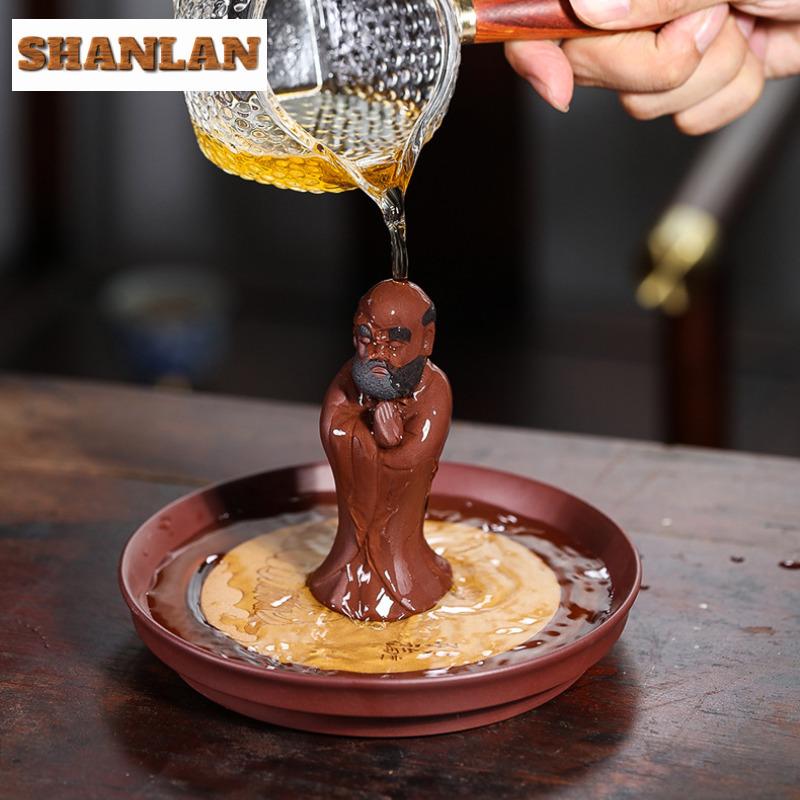 Purple Clay Tranquil Contemplation Bodhidharma Tea Pet Boutique Tea Sculpture Tea Figurine Play Toys Tea Zisha Statue Ornaments
