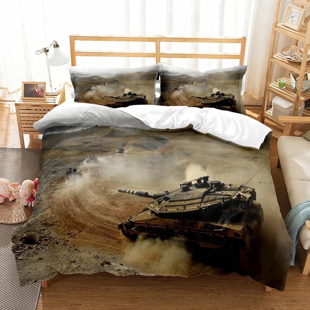 

Модный комплект постельного белья с 3D-принтом «Военные танки», двуспальный, двуспальный, односпальный, для мальчиков EU single(135x200cm)