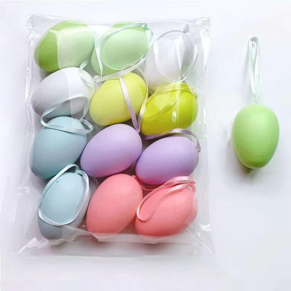 12Pcs/Set Cartoon Easter Hand Painted Egg Easter Egg Hand Painted Artificial Egg Pendant Artificial DIY Craft