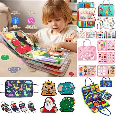 Quebra-cabeça Montessori Dinossauro & Elefante de Feltro Busy Board para Educação Infantil