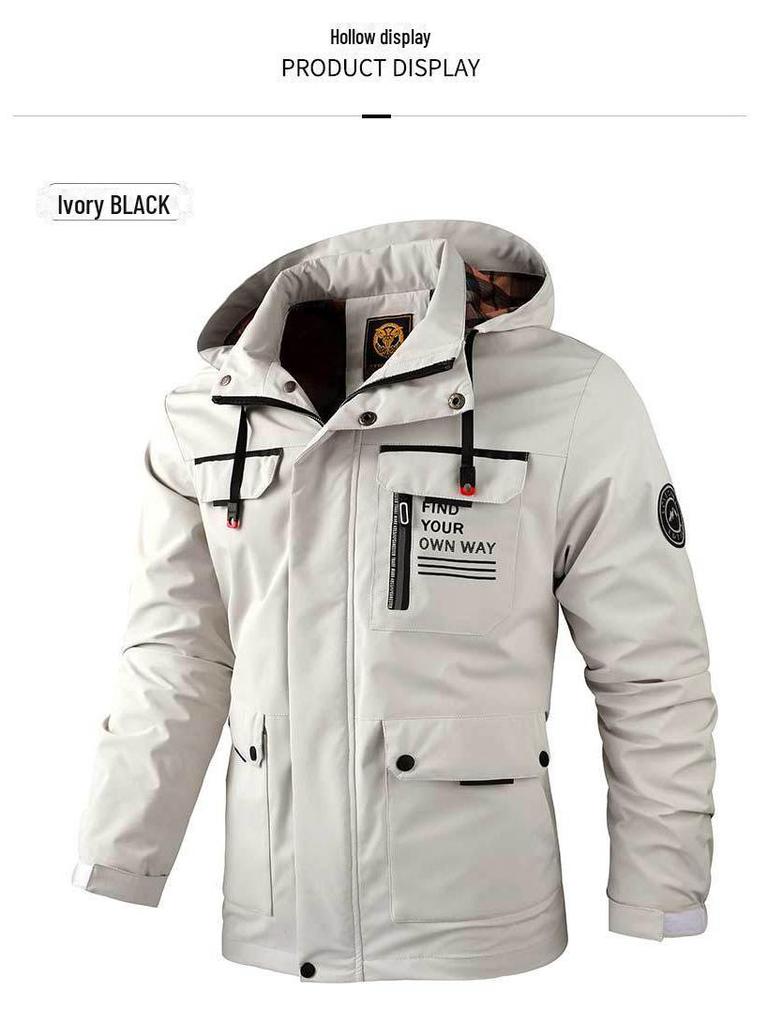 Męska Szybkoschnąca Wodoodporna Kurtka Outdoorowa Wiosenna - Duży Rozmiar, Luźny Krój, Casualowa Odzież Robocza
