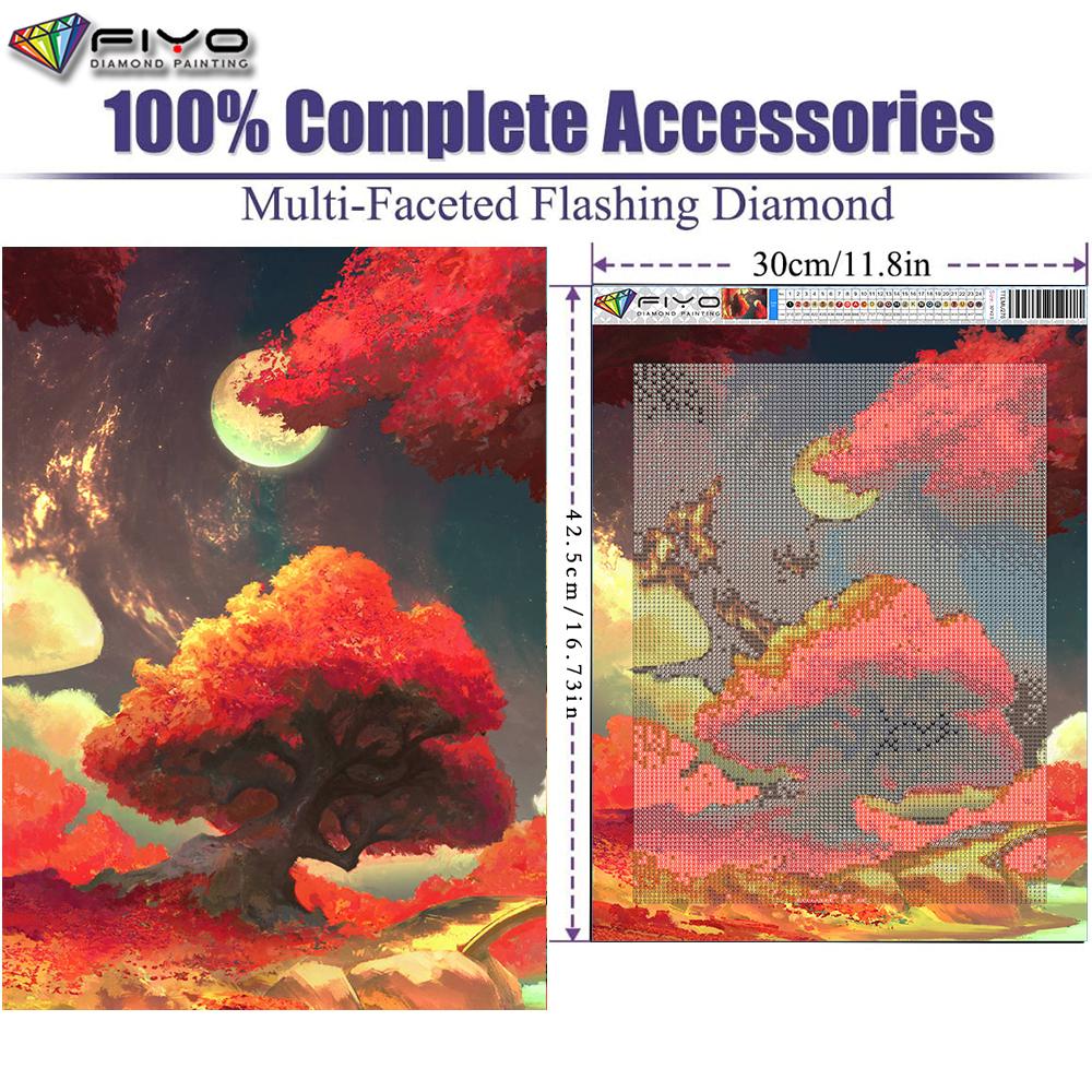 FIYO 11.8x16.73in Diamond Painting Full Round Drill Diamond Mangrove Round Diamond Painting Handmade Diy Diamond Mosaic Painting Home Decoration