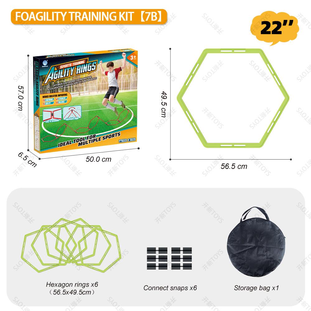 Hexagon Agility Rings Toy Set for Kids Outdoor Fitness Training Equipment Soccer Footwork Trainer 6-Pack