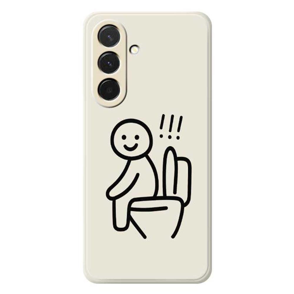 

For Samsung Galaxy A36 5G Case Stickman Toilet Pattern Printing Straight Edge TPU Phone Back Cover Beige
