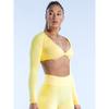 and American Style Women Deep V Short Workout Top Yoga Midriff-Baring Sports Belt Chest Pad Twisted High Elastic Quick-Drying Long Sleeves New