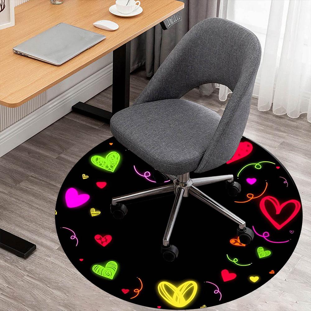 

1pc Heart Circle Round Chair mat Area Rug - Non-Slip, Floor Mat for Office, Bedroom, home decor Christmas Gift p0811081 80cm