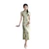 New Chinese style young light green cheongsam green leaf print 1011 summer daily girly dress