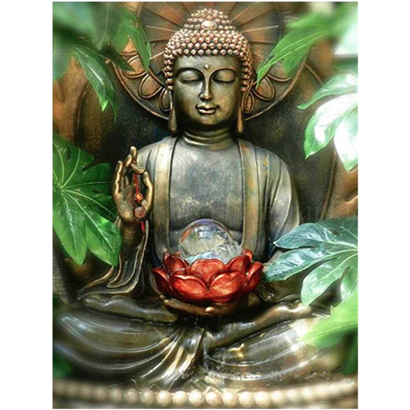 5D-Diamantgemälde zum Selbermachen, religiöser Buddha, voller Bohrer, runder Diamant, Stickerei, Mosaik, Kunstbild, Heimdekoration