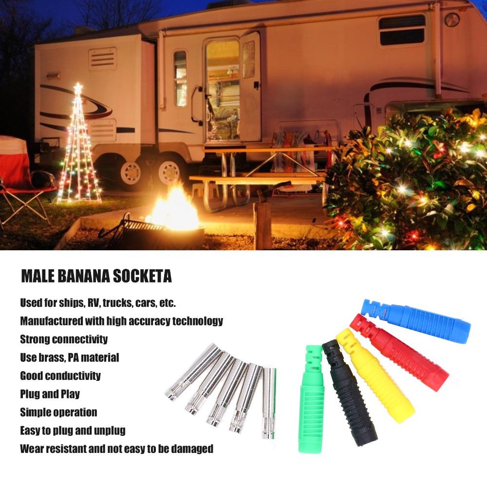 10PCS PA Insulated Banana Plug 5 Colors Copper Banana Jack Lantern Type 30Vac‑60Vdc Probe Connectors Industrial Electronics