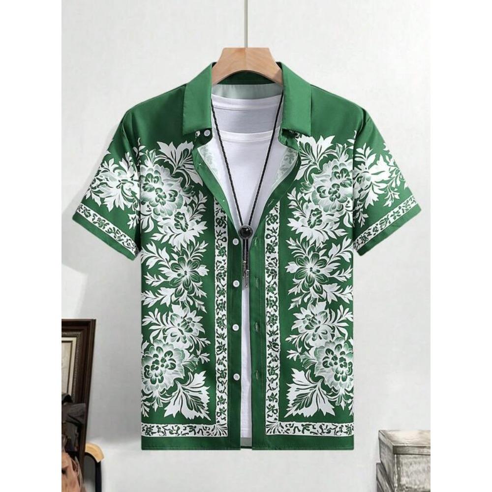 Flower Pattern Print Men's Shirts Hawaii Short Sleeve Top Fashion Streetwear Casual Outdoor Men's and Women's Clothing Blouse