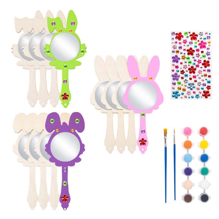 

1set DIY Unfinished Wooden Princess Mirror Crafts Mermaid Unicorn Butterfly Shaped Blank Mini Handheld Mirror Kids Makeup Toy
