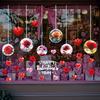 Valentine's Day Window Cling Removable Waterproof PVC Rose Flower Love Heart Static Glass Sticker Holiday Party Decoration Decal