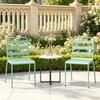 Set of 2 Stackable Garden Chairs Made of Metal, Green Balcony Chairs Patio Chairs Weatherproof for Garden, Terrace and Balcony