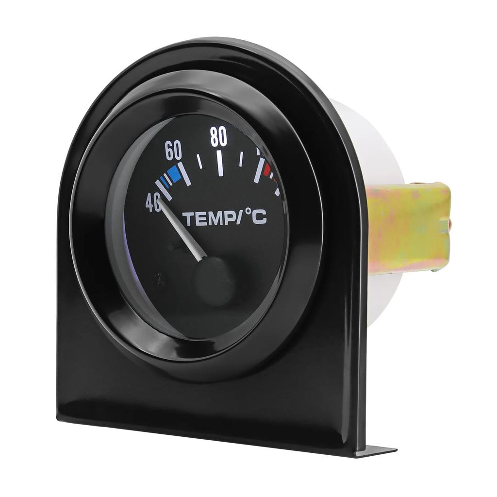 40~120 Celsius Water Temp Gauge 52mm Temperature Meter With 1/8NPT Sensor 12V Auto Instrument Black Shell