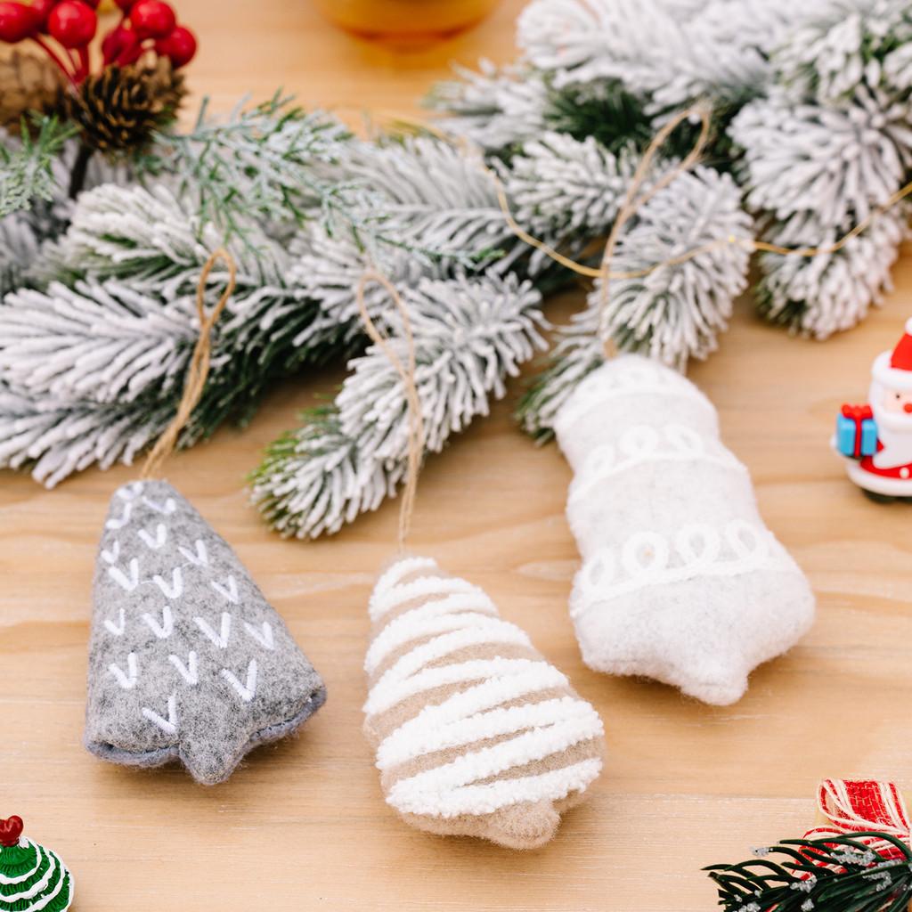 Festive Christmas Minimalist Fabric Tree Hangings With Stripes And Dots For Decoration Seasonal