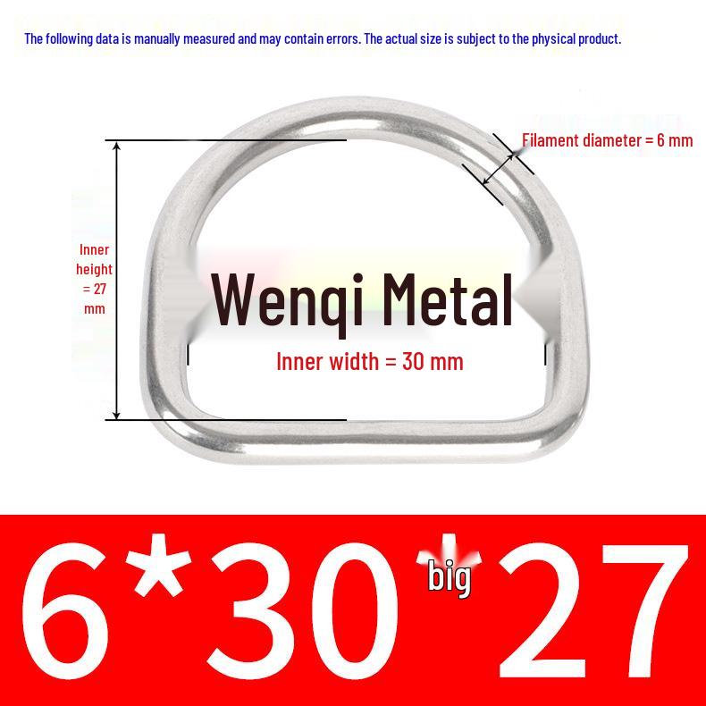 304 Stainless Steel Semi-circular D-Ring Bag Strap & Hat DIY Seamless Triangle Buckle.