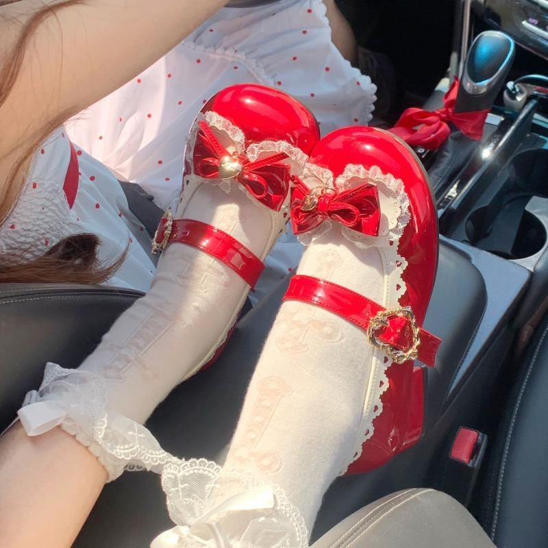 Fashion Cute Women's Shoes Round Toe Low Heel Bow Mary Jane Shoe New Style Daily Student Style Lolita Leather Shoes Casual Single Shoes