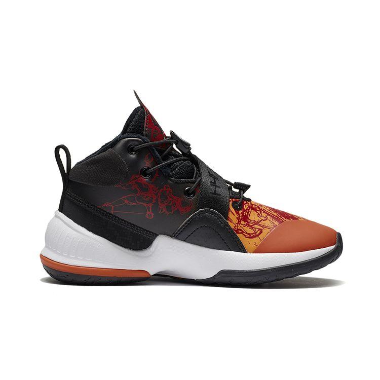 Li Ning Comfortable Versatile Non-Slip Shock Absorbing Wear-Resistant Warm Rebound High-Top Basketball Shoes Kids Sneakers Orange YKBR070-33
