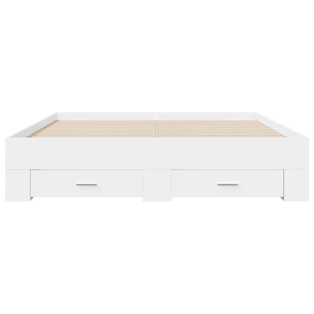 Bed Frame with Drawers White 140x200 cm Particleboard