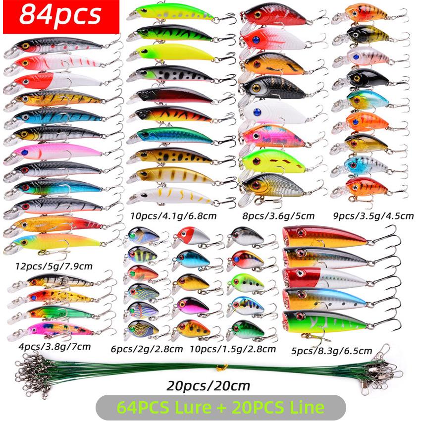 Mixed Fishing Lure Kits Crankbait Minnow Popper Lure Bass Baits wobbler Set Lifelike Fake Fishing bait Tackle