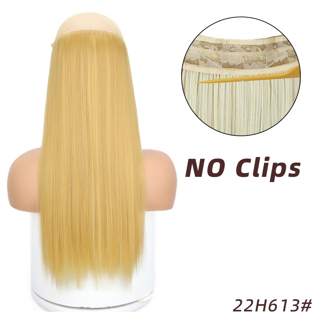 XINRAN Moda Femei Lung Drept Negru Fără Agrafe Extensii Păr Fibră Sintetică Naturală Purtare zilnică Cosplay Strat Postiță