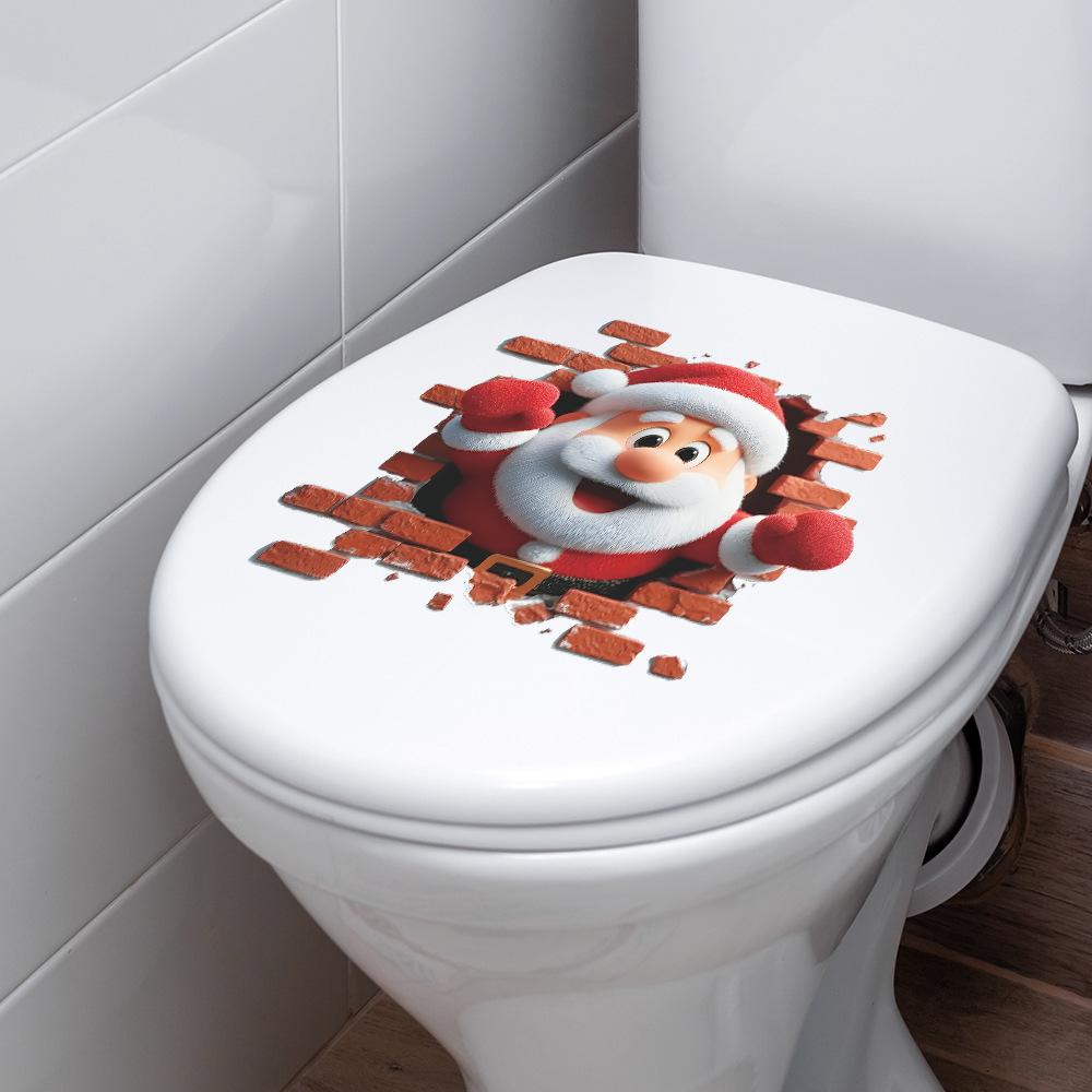 Personalisierte Wanddurchbrechende Weihnachtsmann Toilettenaufkleber, Badezimmer- und Heimdekorationsaufkleber