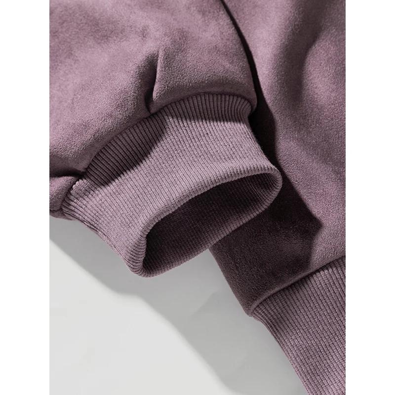 Sweatshirt Men's Suede O-Neck Spring Autumn Baggy Men Sweatshirts Casual Long Sleeve Male Tops