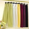 Spring Cotton Colorblock High Waist Casual Banana Pants - Plus Size, Slimming, Versatile Straight Leg with Pockets