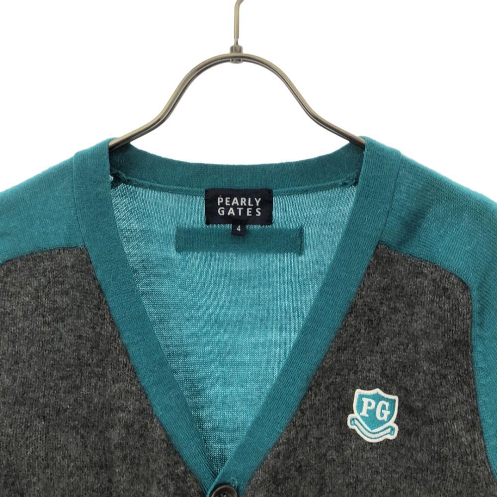 Pearly Gates Golf Long Sleeve Knit Cardigan 4 Gray X Green Sweater Men's Used