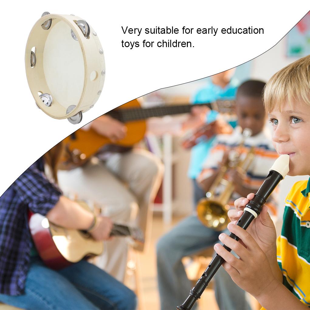 Percussion Music Toy - 8 - Inch Tambourine Hand Drum with Single - Row Bells for Kindergarten, School, Dancing & KTV