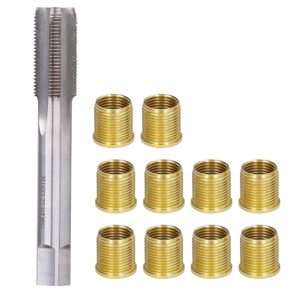 Spark Plug Thread Repair Tools Engine Metal M14x1.25 Inserts and M16x1.25 Tap Kit Thread Tap High Speed Steel Tap