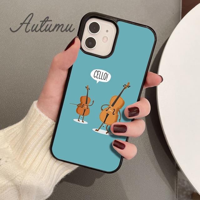 Cello Music Instrument Art Phone Case for iPhone 11 12 13 14 Pro Max Mini XR XS SE 2020 6S 7 8 Plus Samsung Galaxy S21 S22 Cover