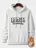 Men's Autumn/winter Casual Hooded Sweatshirt, BRUH Graphic Print, Long-sleeved Street Style Warm Sportswear