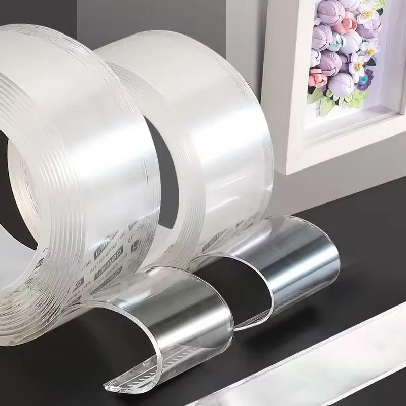 Transparent Nano Tape Double Sided Tape 1mm Thickness Reusable Waterproof Adhesive Tapes Anti Dirt Stickers for Wall and Corner