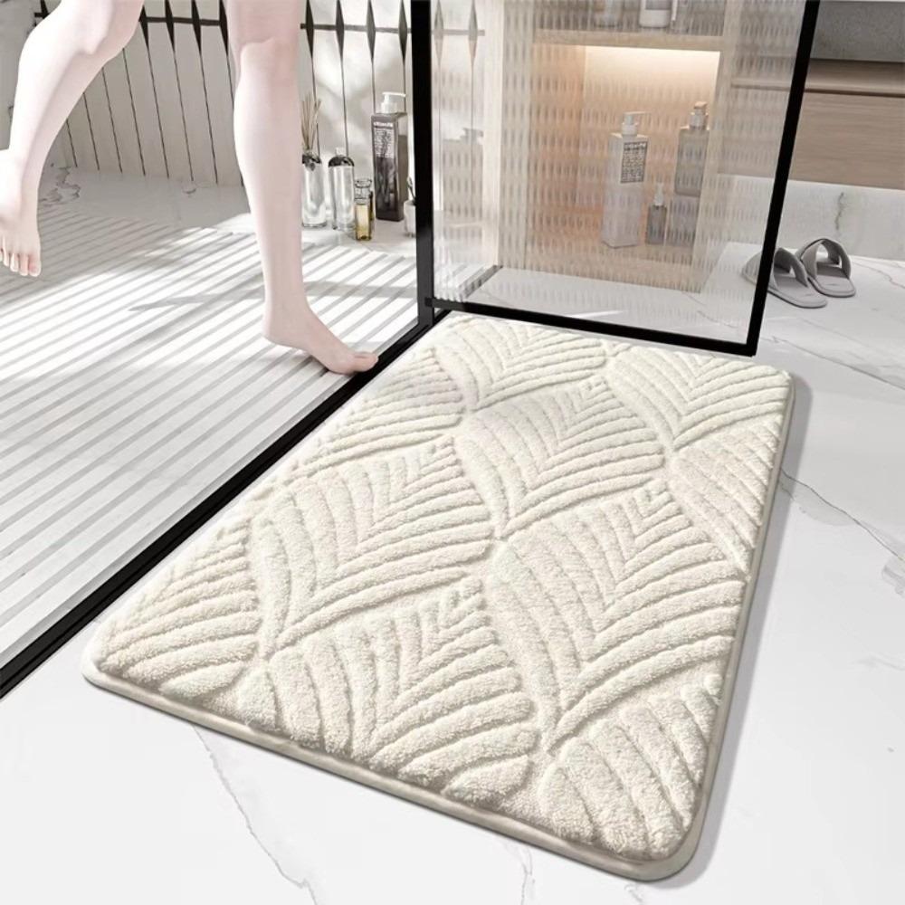 Thickened Bathroom Rug Solid Color Non-Slip Carpet Stylish Floor Mat Bathroom