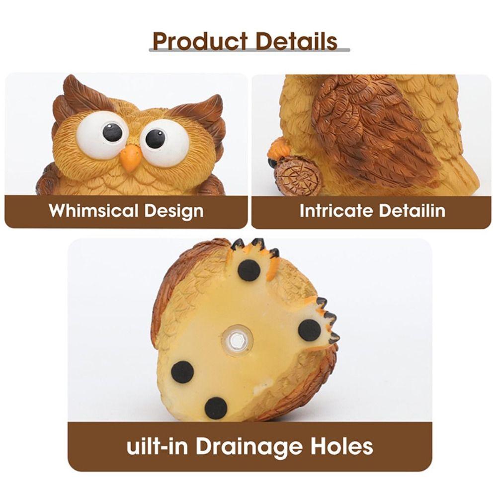 Cute Owl Planter Cartoon Animal Vase Creative Pen Container  Dried Flower