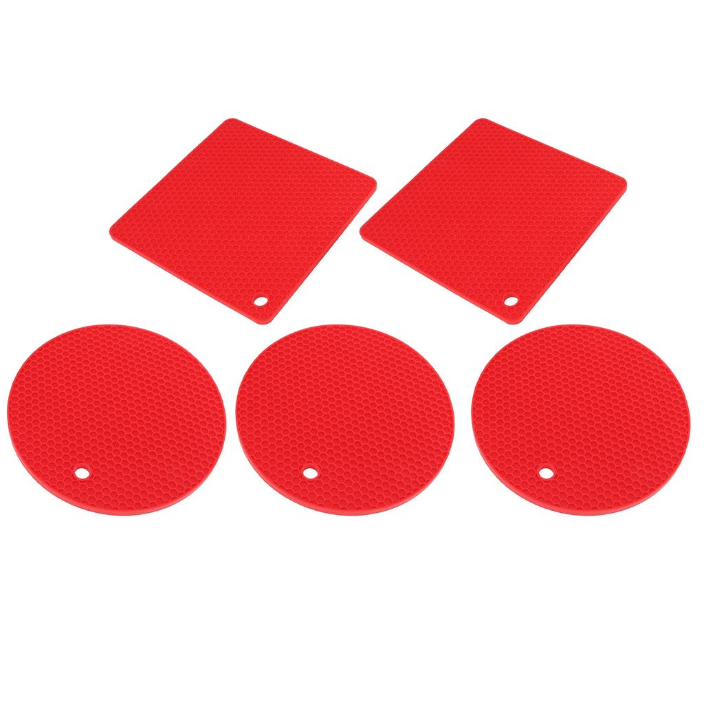 5Pcs Silicone Trivet Mat Round Hot Pad Non Slip Heat Resistant for Hot Plate Pans Kitchen Pots