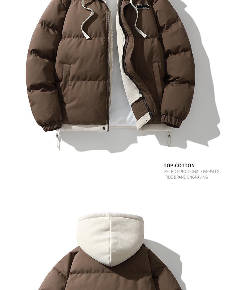 Chaqueta de algodón de invierno para mujer 2025: Con capucha, Estilo de dos piezas, Engrosado, Cálido, Ropa de abrigo de moda unisex