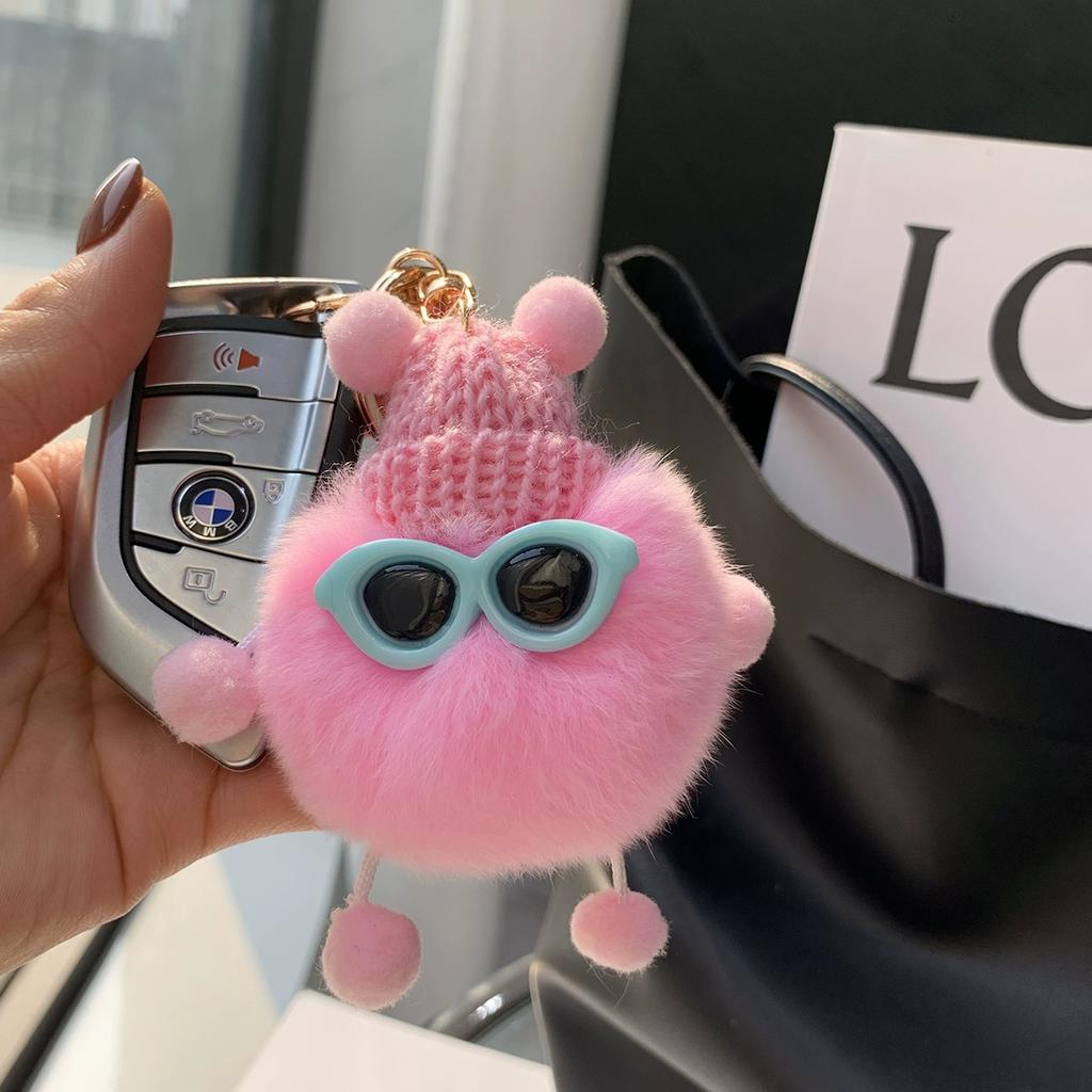 Real Rex Rabbit Hair Coal Ball Elf Ins Internet Celebrity Cute Bag Pendant Plush Doll Car Keychain Pendant