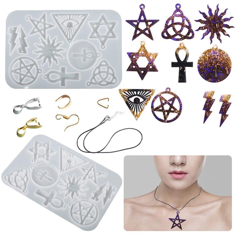 Pentagram for Sun Flower Earring Silicone Mold Suitable for Epoxy Resin Crafts Ornament Pendant Keychain Jewelry Making