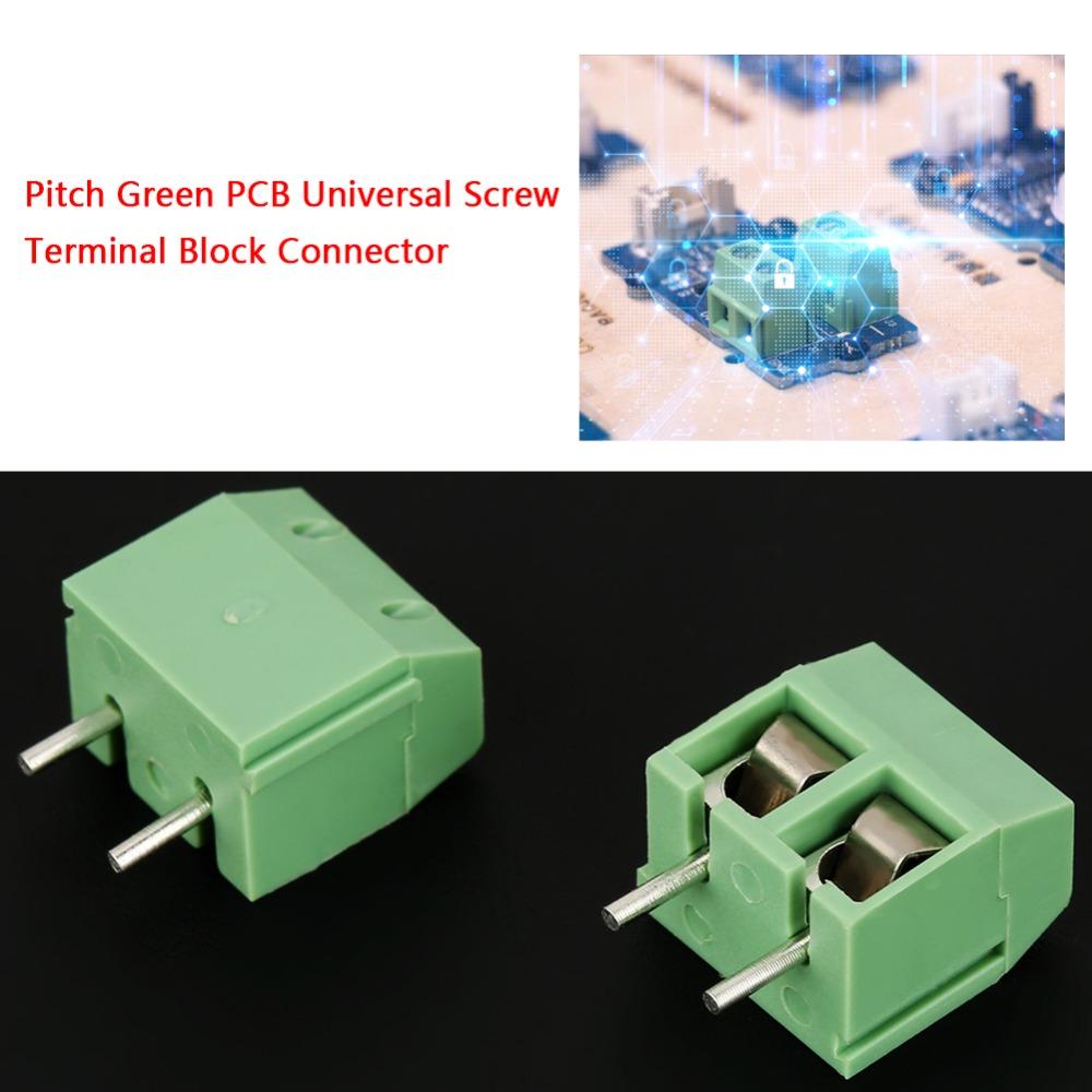 50 Peças Bloco de Terminais de Parafuso Universal de 2 Pinos Passo de 5mm Cor Verde Conector de Bloco de Terminais Montagem em PCB Sistemas de Fiação de Terminais