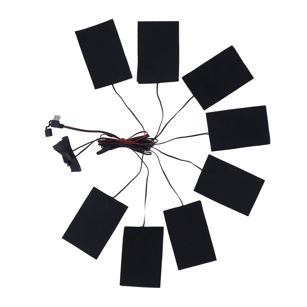 8 In 1 Electric Heating Pads 3 Gears Waterproof Carbon Fiber Heater Sheet USB Powered Clothes Vest