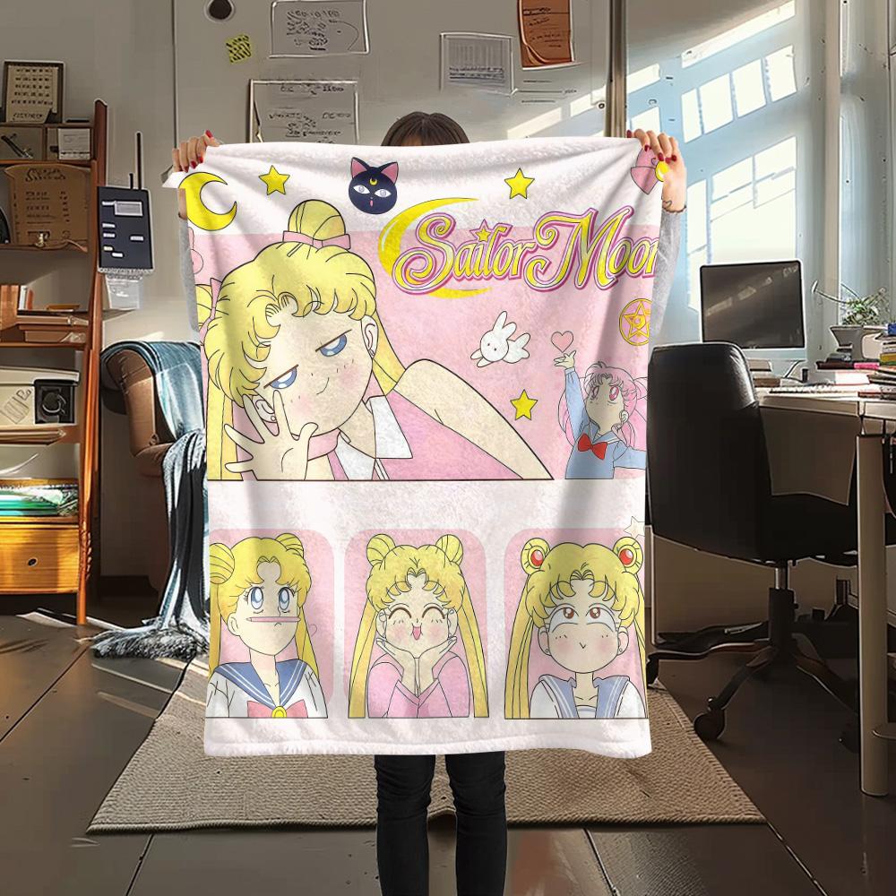 Sailor Moon Flannel Blanket, High quality Comfortable for All Seasons, Home Decor, Warmth and Comfort