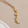 Stainless Steel Seashell Ladybug Star & Moon Pendant Adjustable Necklace for Women