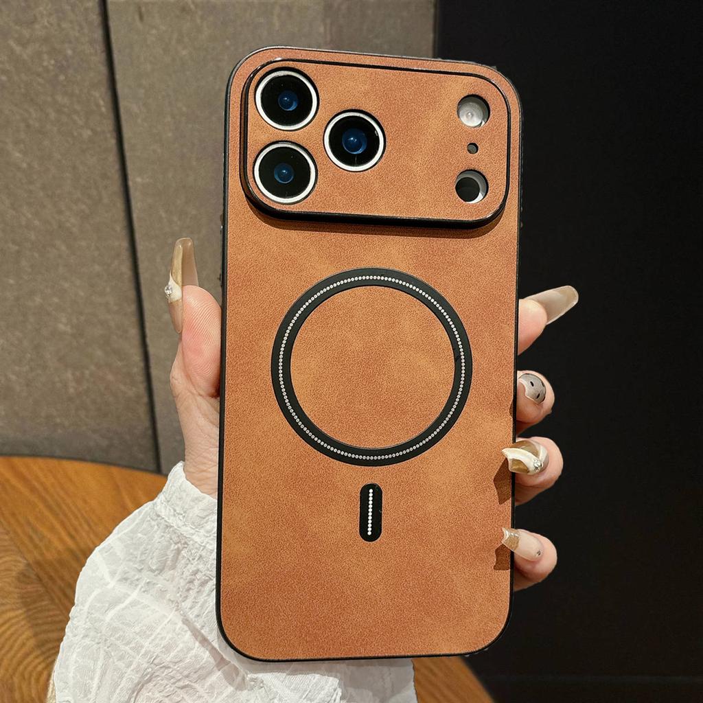 Luxury Wireless Charging Magnetic Cortex Leather Phone Case For iPhone 17 16 14 13 12 15 17 Pro Max Air Shockproof Bumper Cover